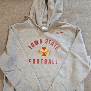 Nike Gray Hoodie with Red & Gold Iowa State Football Logo